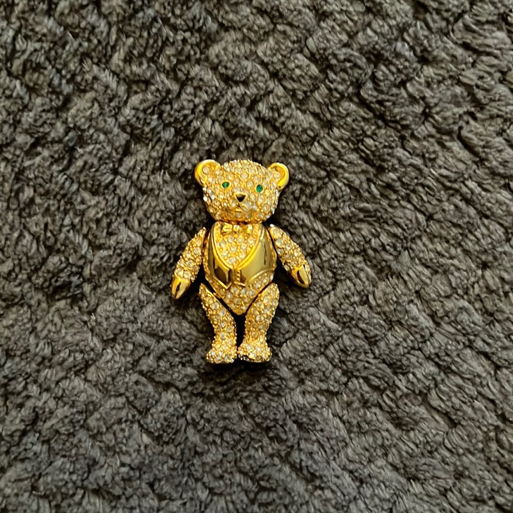Joan Rivers Vintage Crystallized Teddy Bear Pin